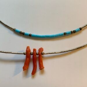 Turquoise and Coral Bead Layered Necklace - Women Jewelry